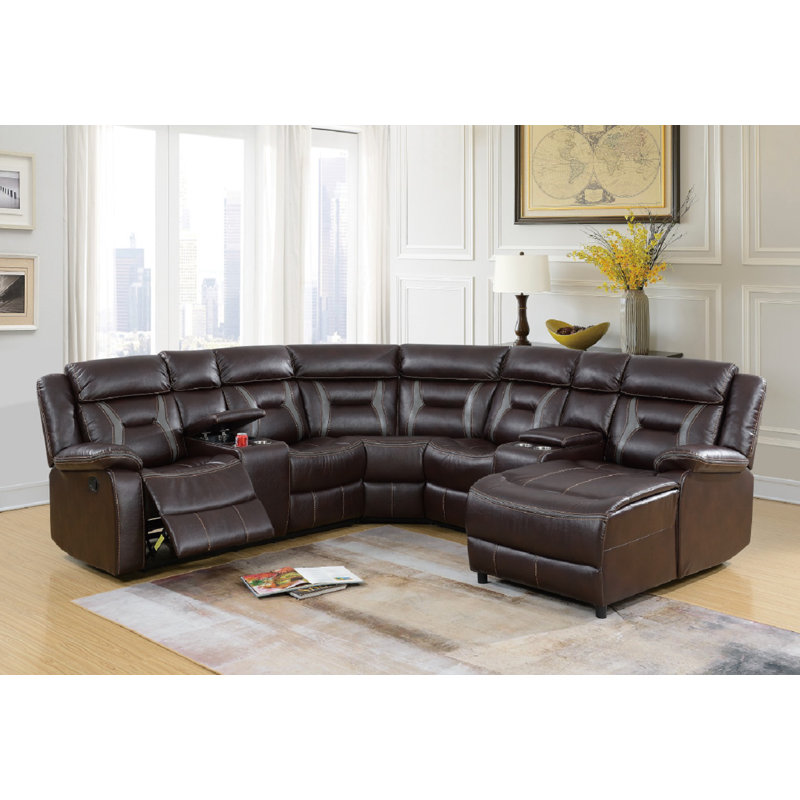 Red Barrel Studio® 107" Wide Faux Leather Home Theater Sectional with